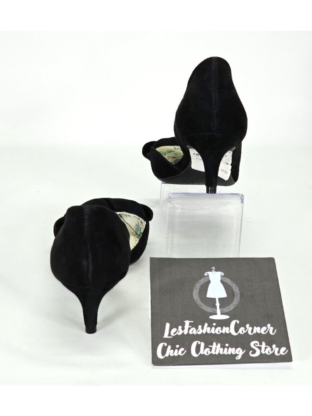 NWT 1901 Women's Black Velvet Barrett Bow Kitten Heels Size 6 1843 - Picture 6 of 15